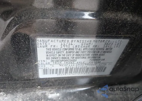 2017 Nissan Sentra S z USA, uszkodzony, nr VIN 3N1AB7AP6HY234859